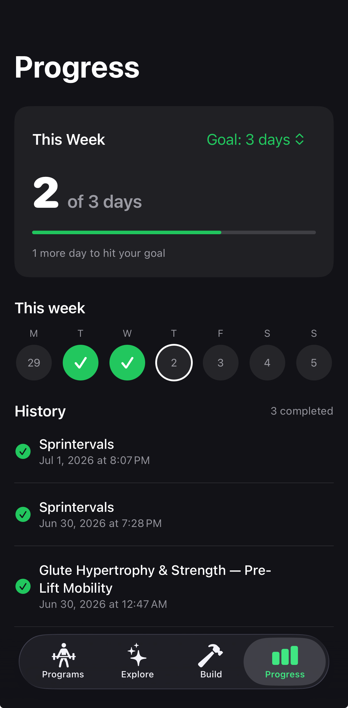 Forkout — weekly progress and workout history